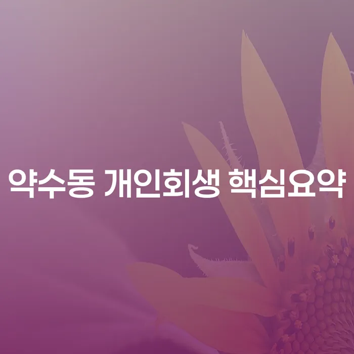 약수동 개인회생 핵심요약